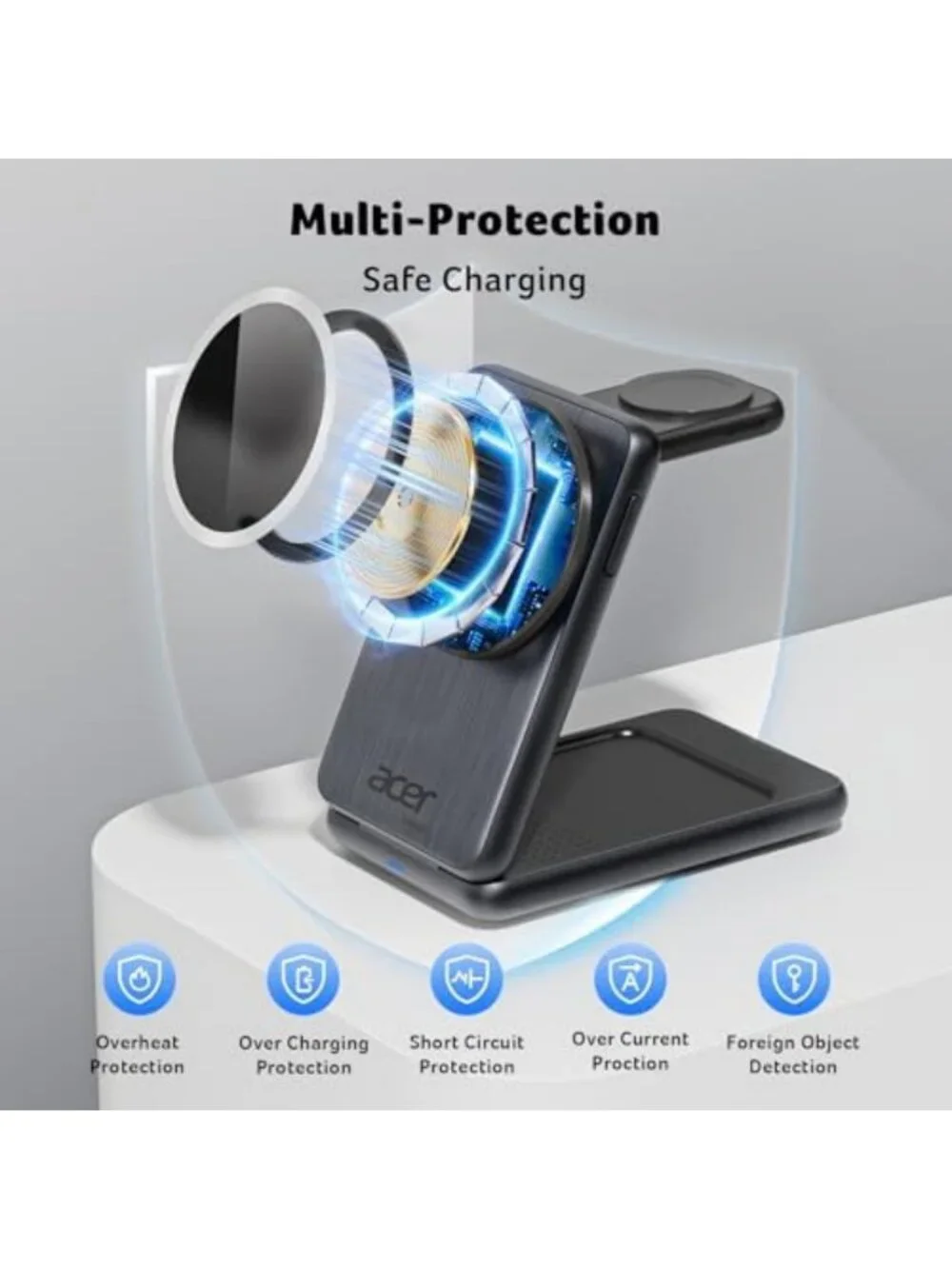 3-in-1 Magnetic Charging Station for iPhone, Apple Watch & AirPods - Foldable